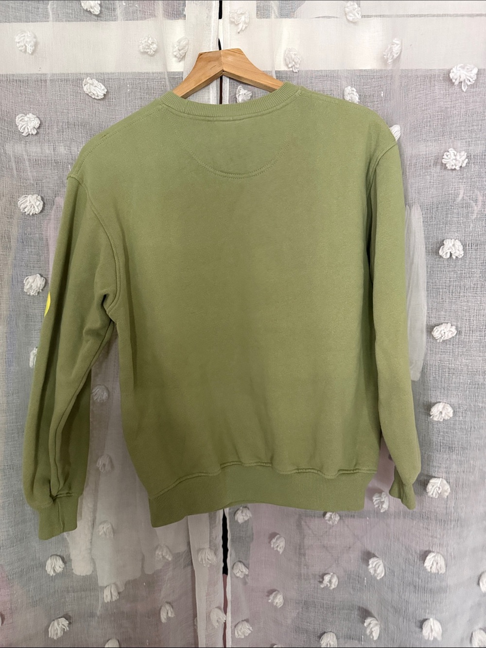 Cotton On Olive Green Nirvana Crewneck with Iridescent Smiley - Picture 2 of 2